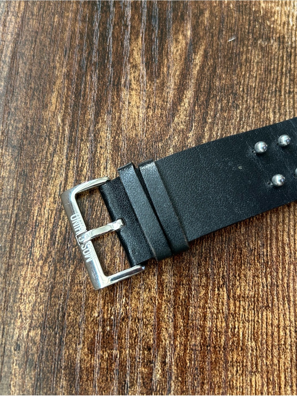 Vintage Moschino Black Studded Leather Wrist Watch - Picture 3 of 4